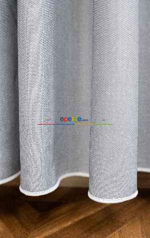 Hazır Ölçülü Gri Bantlı - Tasarım Bambu Modern Tül Perde - Yüksek Kalite - Kurşunlu