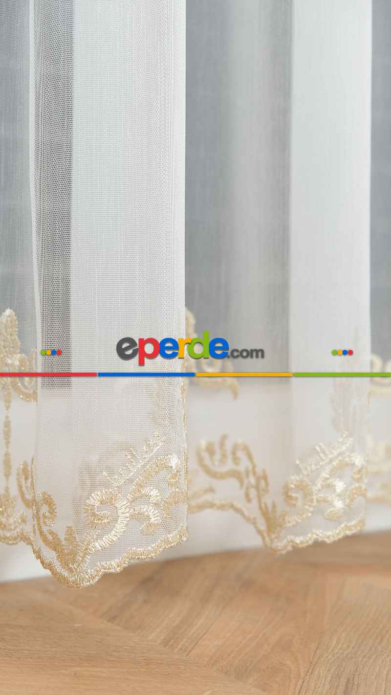 Brillant Gold Nakış İşlemeli Tül Perde Yeni Şehrazat
