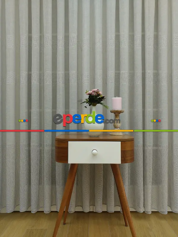 Salon Tül Perde - Gri Keten Tül Perde- Gri-Füme-Antrasit