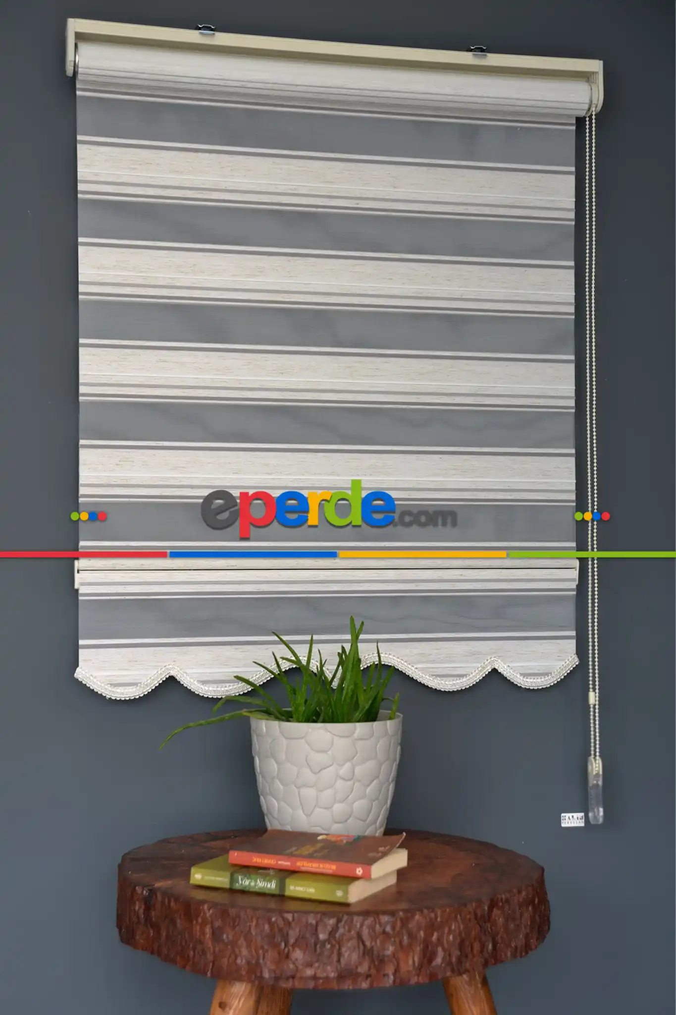 Halim Perdesan Plz-801 Sütlü Kahve, Gri & Beyaz Renk Etekli Veya Eteksiz Zebra Stor Perde