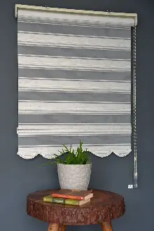 Halim Perdesan Plz-801 Sütlü Kahve, Gri & Beyaz Renk Etekli Veya Eteksiz Zebra Stor Perde