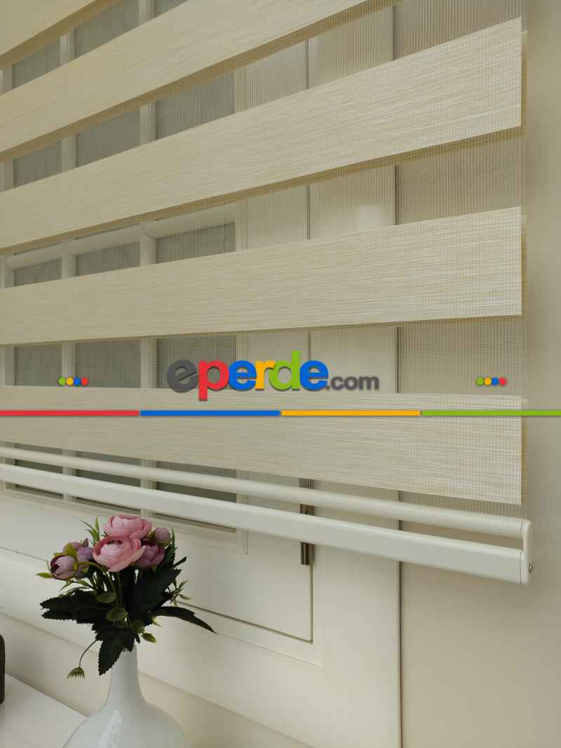 Mutfak Zebra Perde Düz Seri- Krem