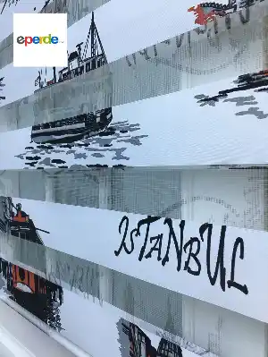 Fırsat!!! Siyah-kırmızı İstanbul Desenli Perde- Siyah-kırmızı 100cm X 200cm 