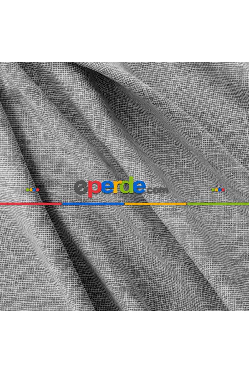 Pilesiz Gri Natural Keten Tül Düz Dikim 200cm X 260cm 