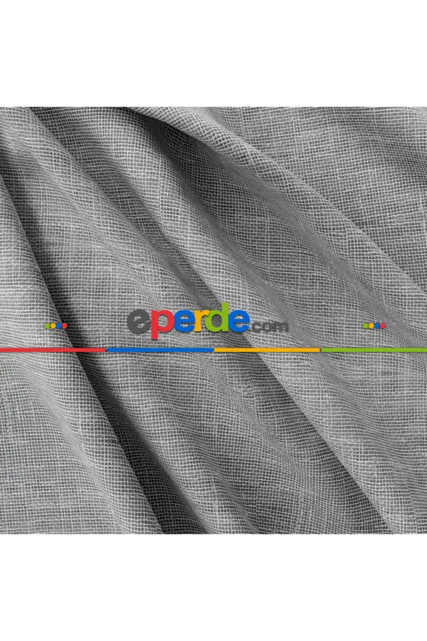 Pilesiz Gri Natural Keten Tül Düz Dikim 200cm X 260cm 