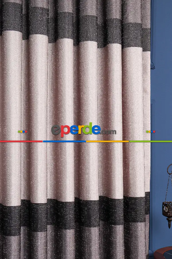 Salon - Yeni Sezon Pano Fon Perde - Gri Füme Antrasit - Krem - Siyah