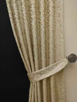 Salon Perdesi - Krem Desenli Jakar Fon Perde (geniş En:280 Kumaş)- Krem