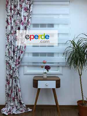 Yatak Odası - Zebra Perde - Geniş Pileli Zebra Perde- Beyaz
