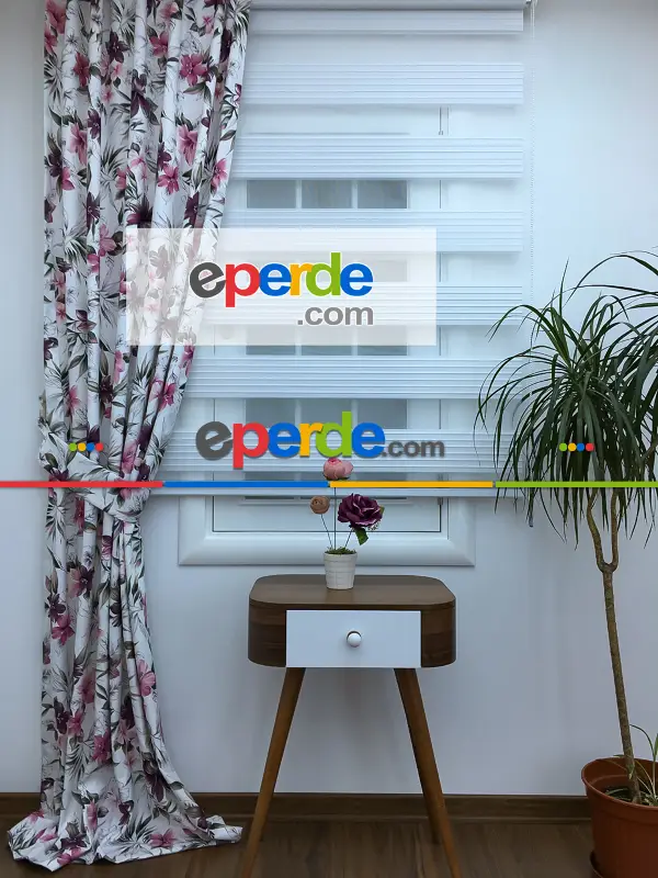 Mutfak - Zebra Perde - Geniş Pileli Zebra Perde- Beyaz