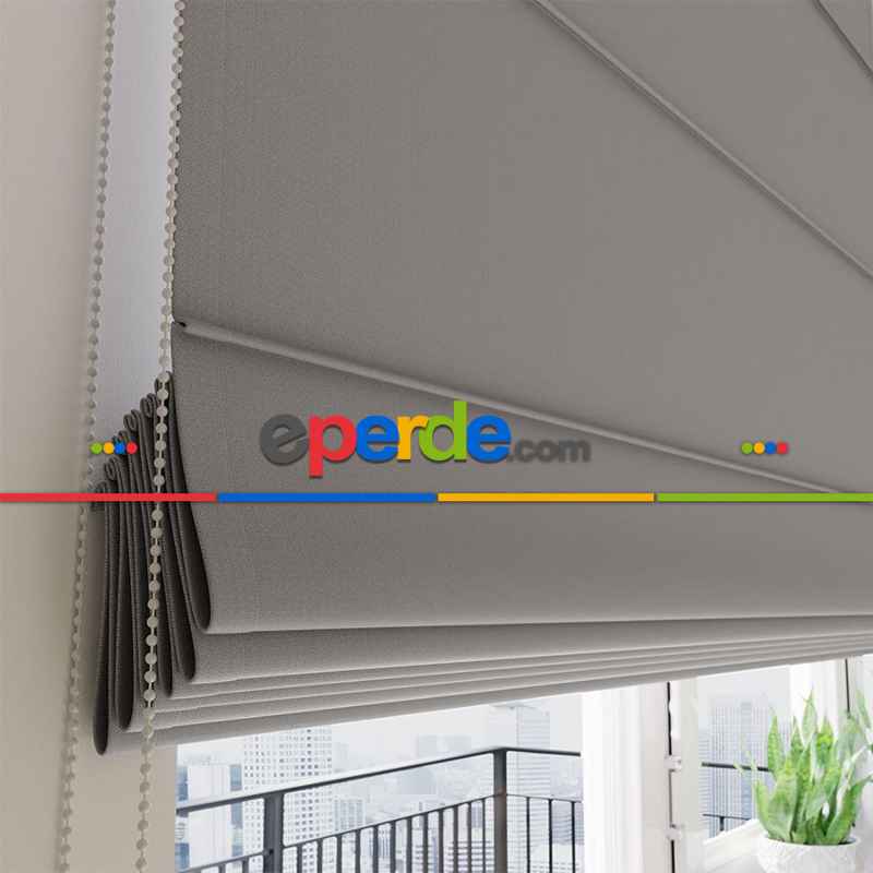 Gri Keten Fon Katlamalı Perde