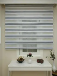 Zebra Perde - Degrade Renk Geçişli Pileli Zebra Perde- Gri Açık-gri Koyu