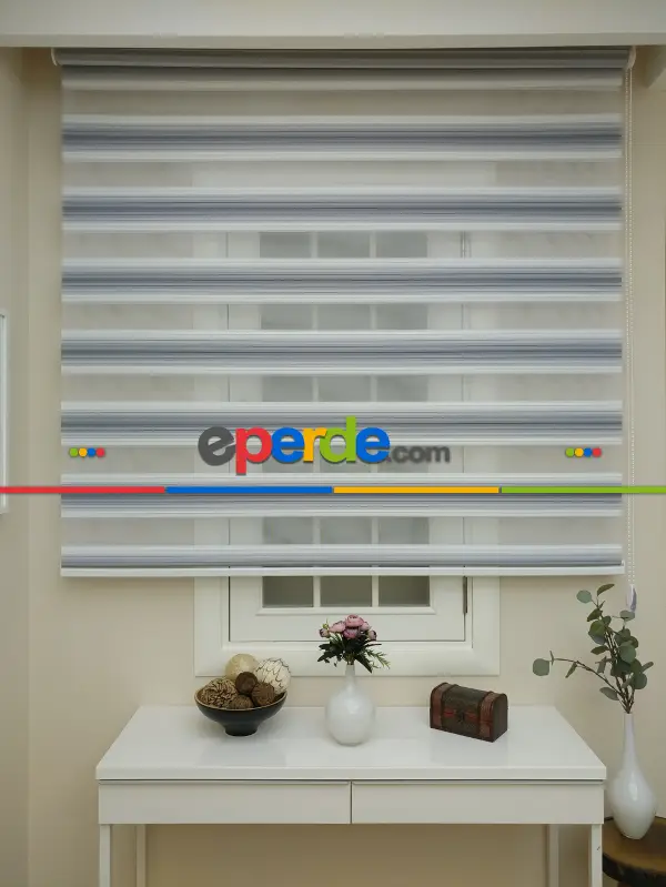 Salon Zebra - Zebra Perde - Degrade Renk Geçişli Pileli Zebra Perde- Gri Açık-Gri Koyu