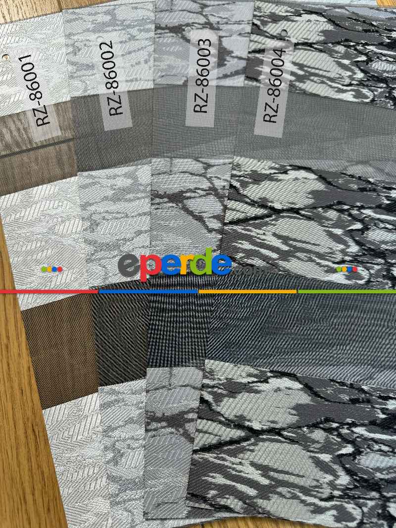 Genç Odası Parlak Gri Mavi Jakar Dokuma Zebra Perde, Standart Metal Kasalı Yüksek Kalite Kornişe Kolay Montaj Seçenekli