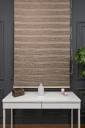 Kahverengi Extra Kalın Bambu Düz Zebra Perde