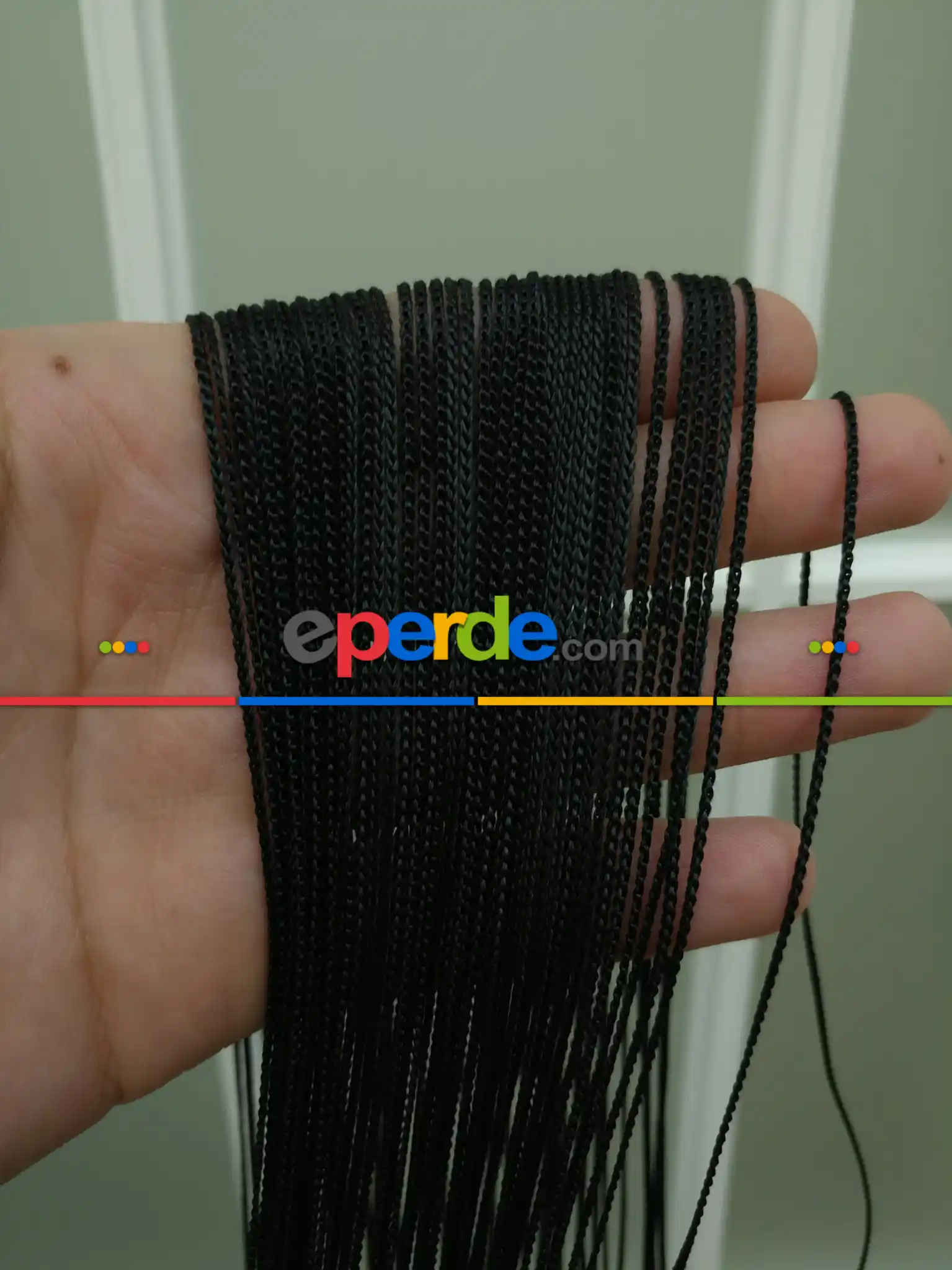 İp Perde - İnce Zincir Serisi İp Perde (beyaz, Krem, Gri, Kırmızı, Bordo, Siyah, Mavi, Pembe, Sarı)- Siyah