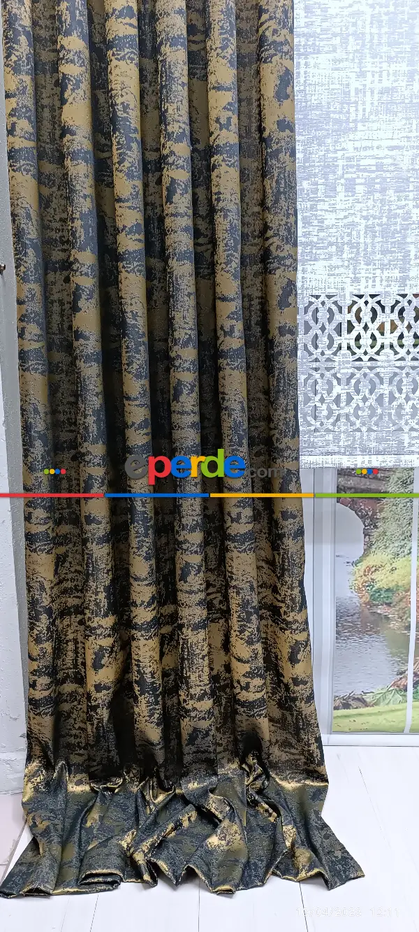 Yatak Odası - 2023 Elit Modern Damask Desenli Fosforlu İplik Dokuma Fon Perde - 1