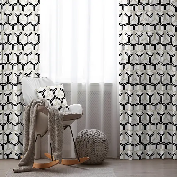 Modern Desenli Fon Perde Evm1930 Kumaşı Kalındır Duck Bezi Değildir