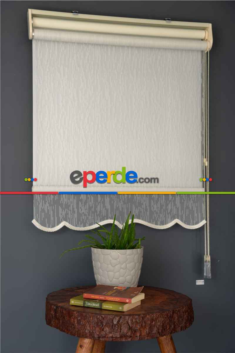 Halim Perdesan Dacuz-211 Beyaz Renk Etekli Veya Eteksiz Çift Mekanizmalı Tül Stor Perde