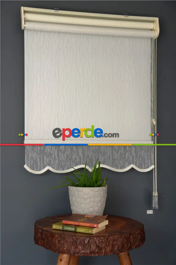 Halim Perdesan Dacuz-211 Beyaz Renk Etekli Veya Eteksiz Çift Mekanizmalı Tül Stor Perde