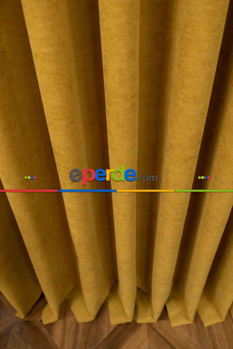 Koyu Sarı Düz Fon Perde En Dökümlü Fon Perde