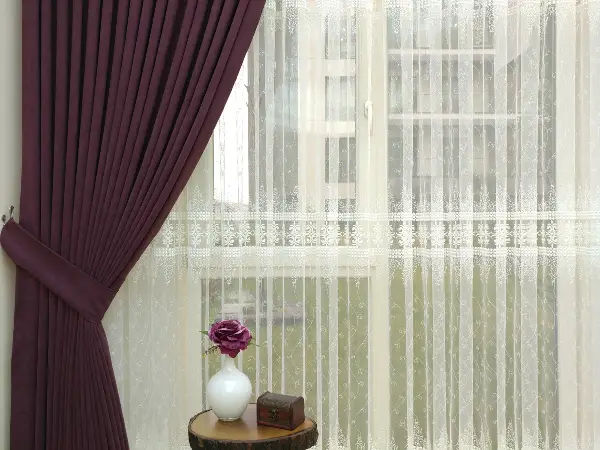 Salon Fon - Mürdüm Rengi - Düz Fon Perde (  Dökümlü Fon Perde)- Mürdüm Koyu