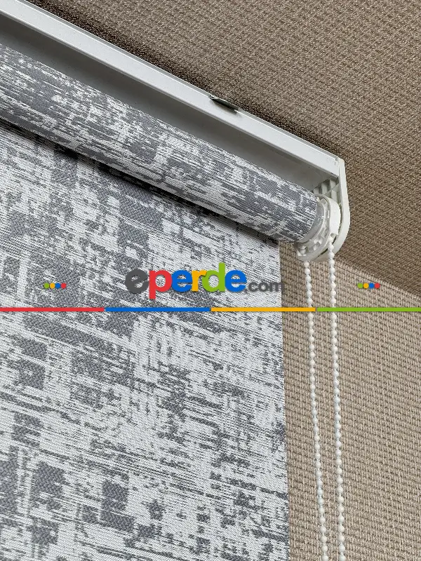 Salon Jakar Dokuma Stor Perde, Standart Metal Kasalı Yüksek Kalite Kornişe Kolay Montaj Seçenekli