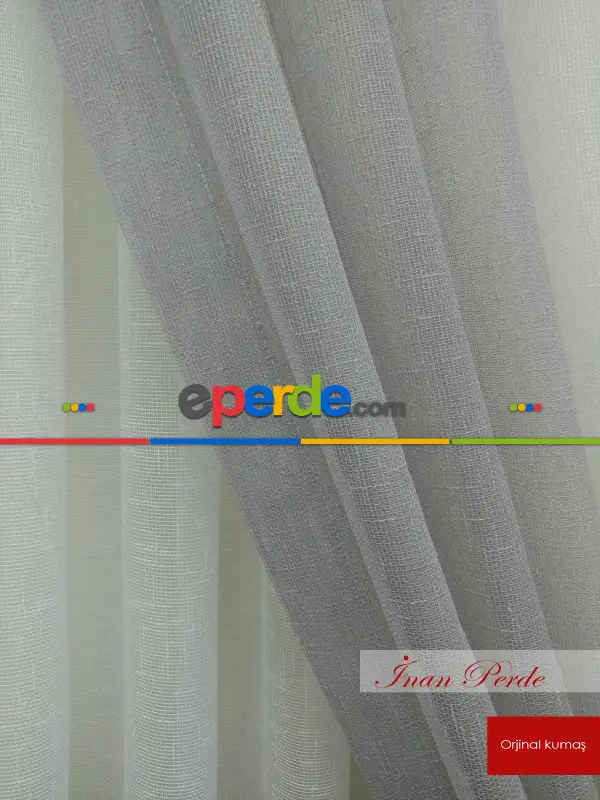Degrade Renk Geçişli Fransız Danteli Düz Tül Perde ( Fon Satın Alarak Kombin Yapılabilir )- Gri Açık-Ekru