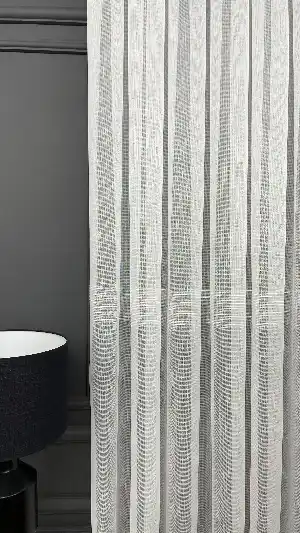 Premium Kalite Trend Perde Modelleri 2025 -enine Kumaş Bantlı Dokuma Tül Perde 05