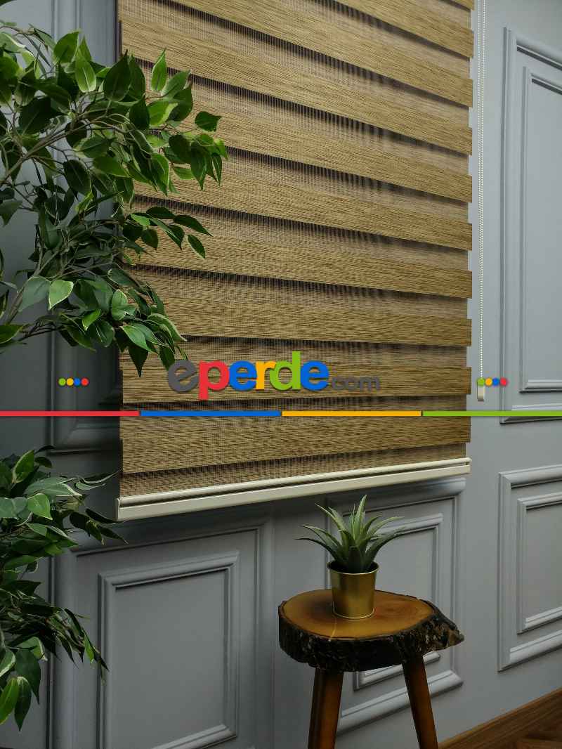 2025 Sezonu - Zebra Perde - Bambu Zebra Perde- Kahve Venge