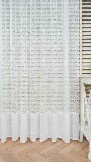 Ekru Etek Bantlı Tül Perde, Ağır Gramajlı Premium Seri