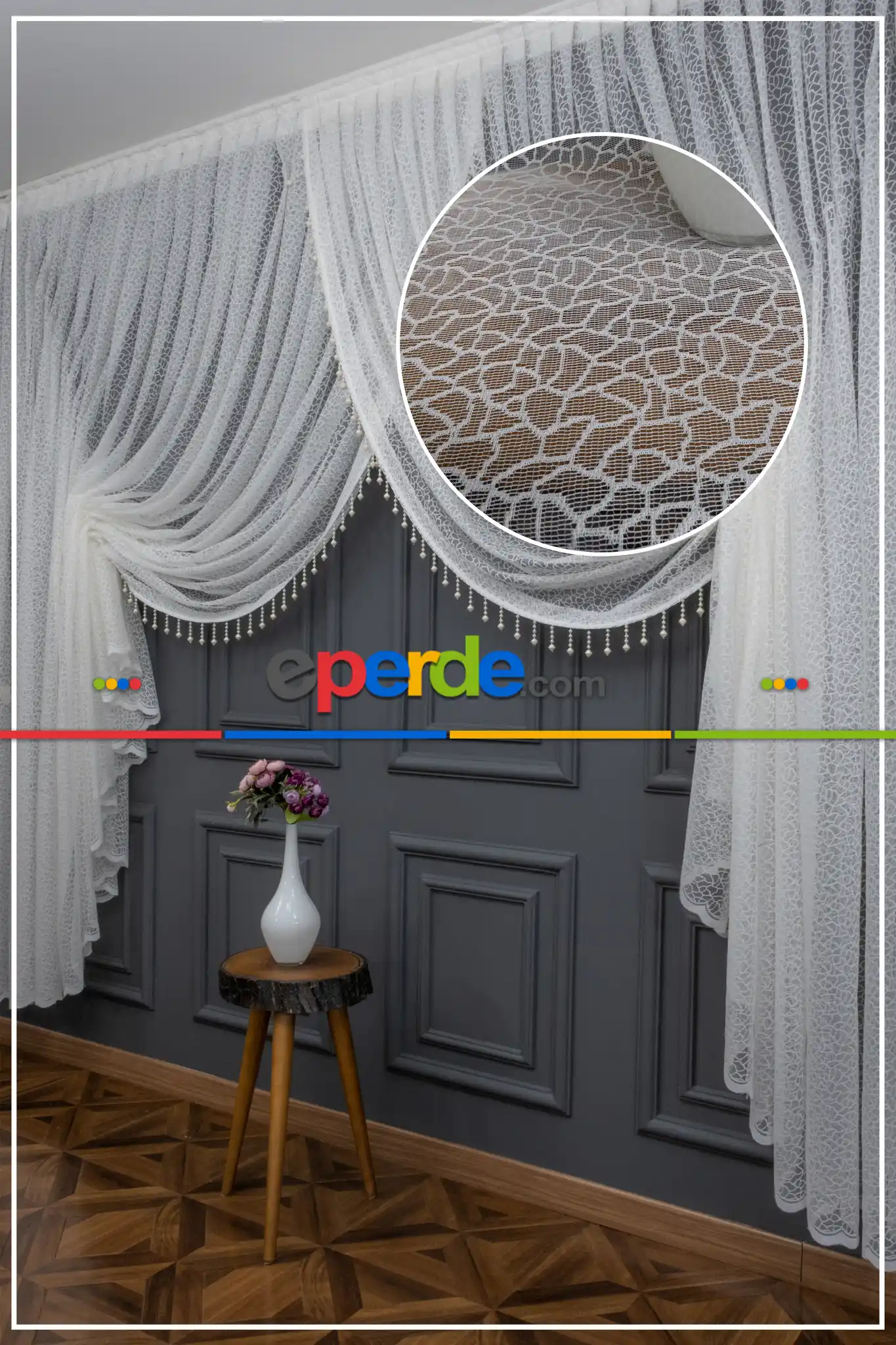 Salon Kuvaze Modeleri Arı Peteği- Beyaz-Ekru