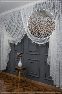 Mutfak - Kuvaze Perde Arı Peteği Model Yanki Tiyatro Tasarım - Beyaz-ekru