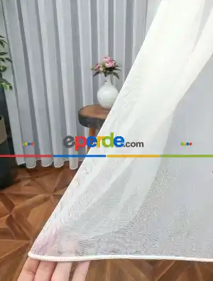 Salon Titi Tül Düz Zemin - Ekru - Kurşunlu Tül
