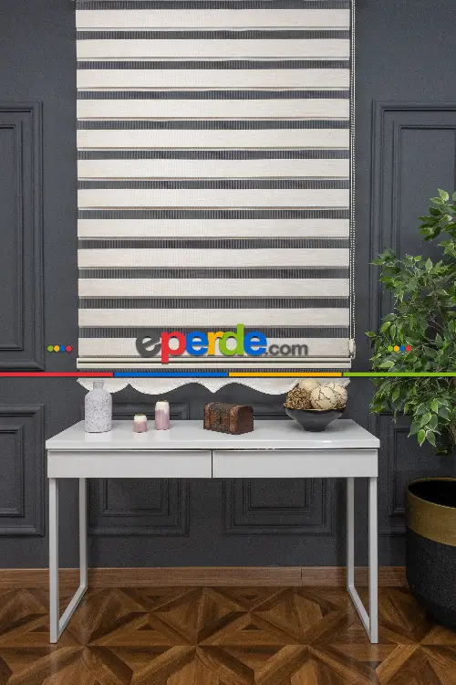 110x200 Hazır Krem Bambu Zebra Perde