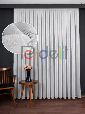 Ozi Yeni Sezon Çizgili Örme Tül Perde