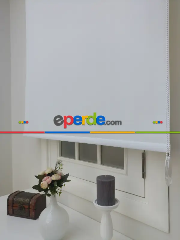 Yıkanabilir Pvc Mat Stor Perde - Ekru 1. Kalite 302- Beyaz-ekru