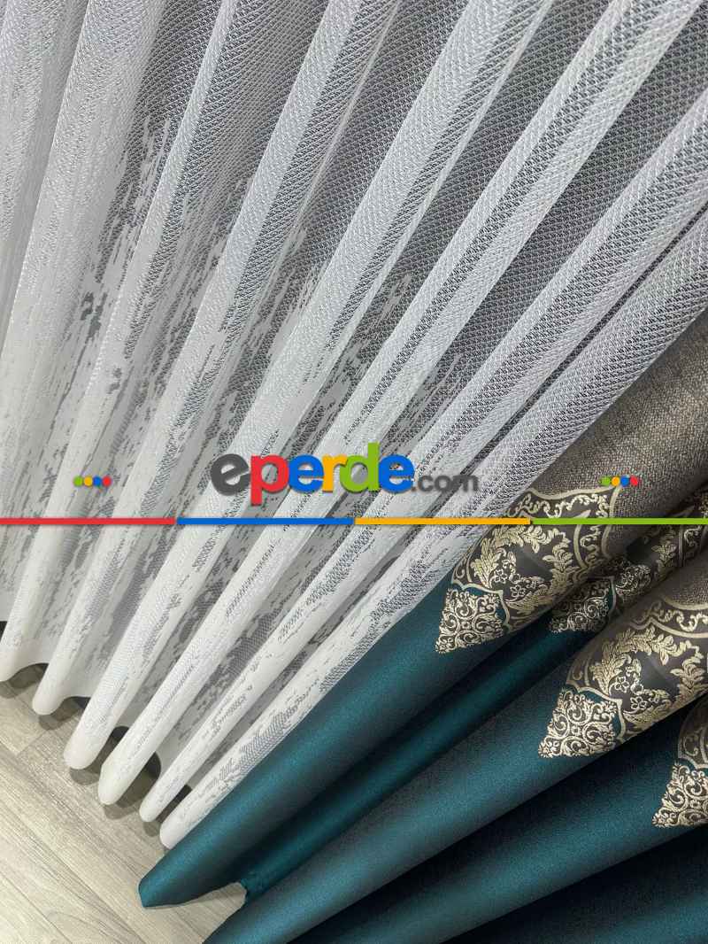 Alev Desen Tül Perde Tek Kanat - Ekru