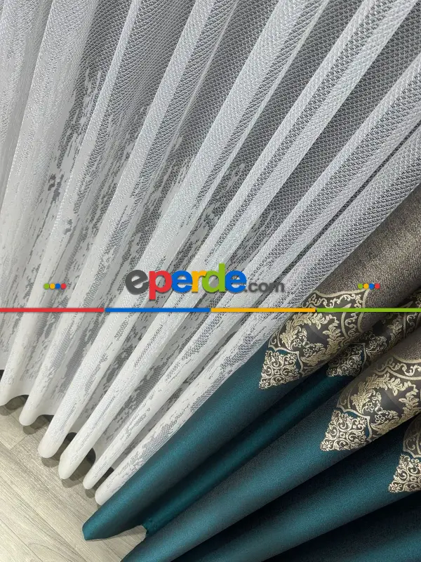 Alev Desen Tül Perde Tek Kanat - Ekru