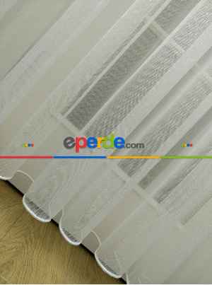 İnce Çizgili Keten Tül - Kurşunlu Tül