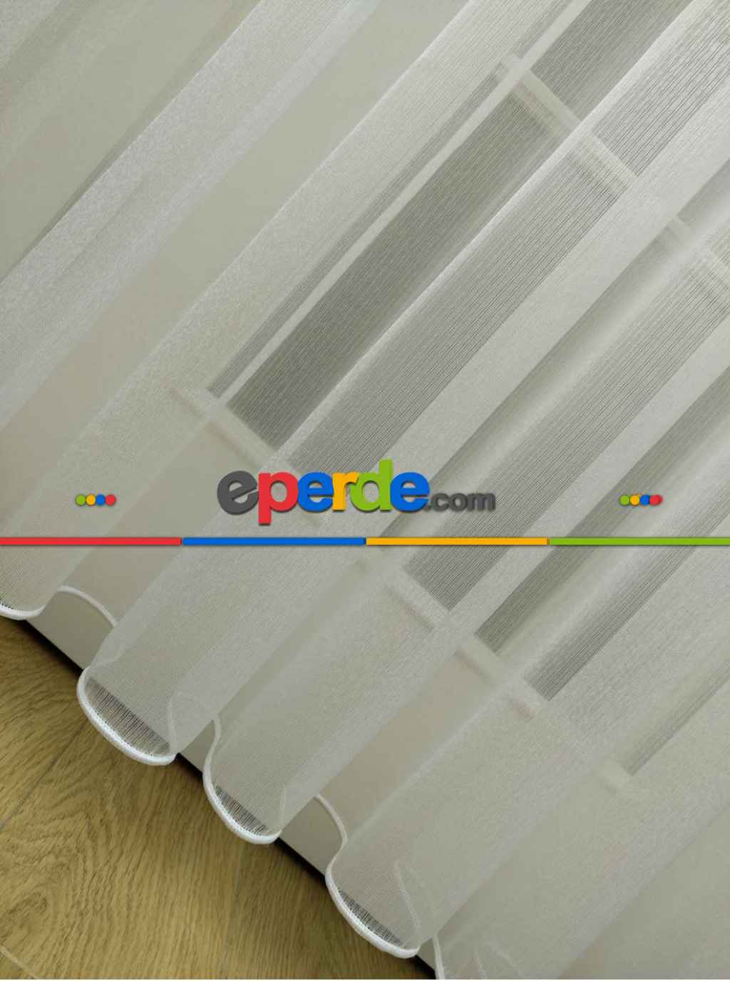 İnce Çizgili Keten Tül - Kurşunlu Tül