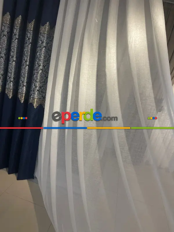 Keten Zemin Dökümlü Ağır Gramajlı Tül Perde