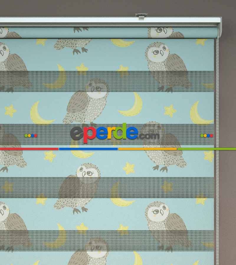 Yıldız Desenli Baskılı Zebra Perde- Çok Renkli