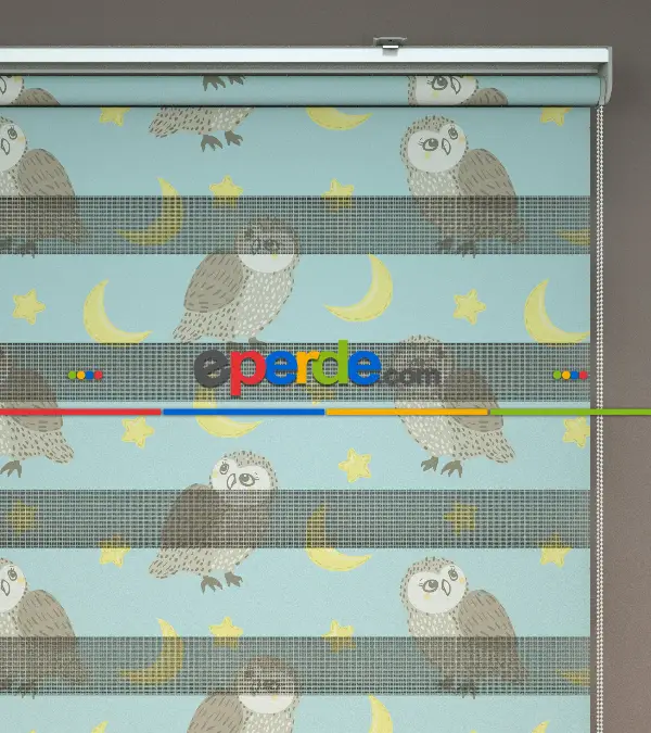 Yıldız Desenli Baskılı Zebra Perde- Çok Renkli