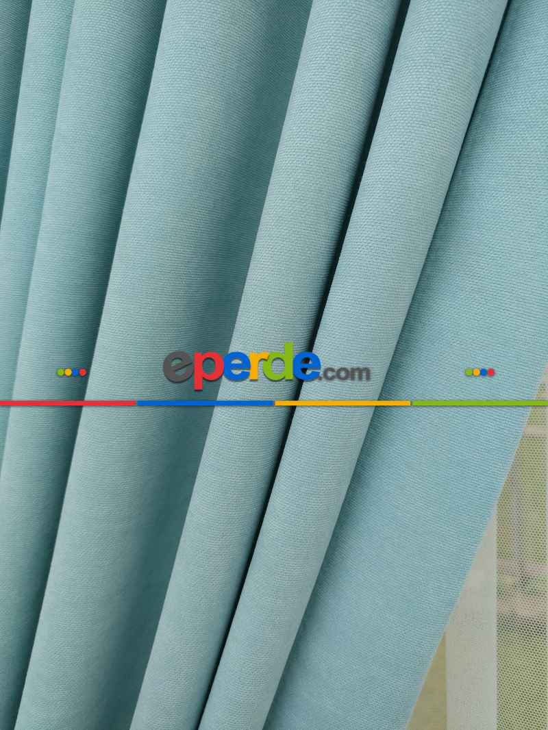 Mint Yeşili - Düz Fon Perde ( Dökümlü Fon Perde)- Mint