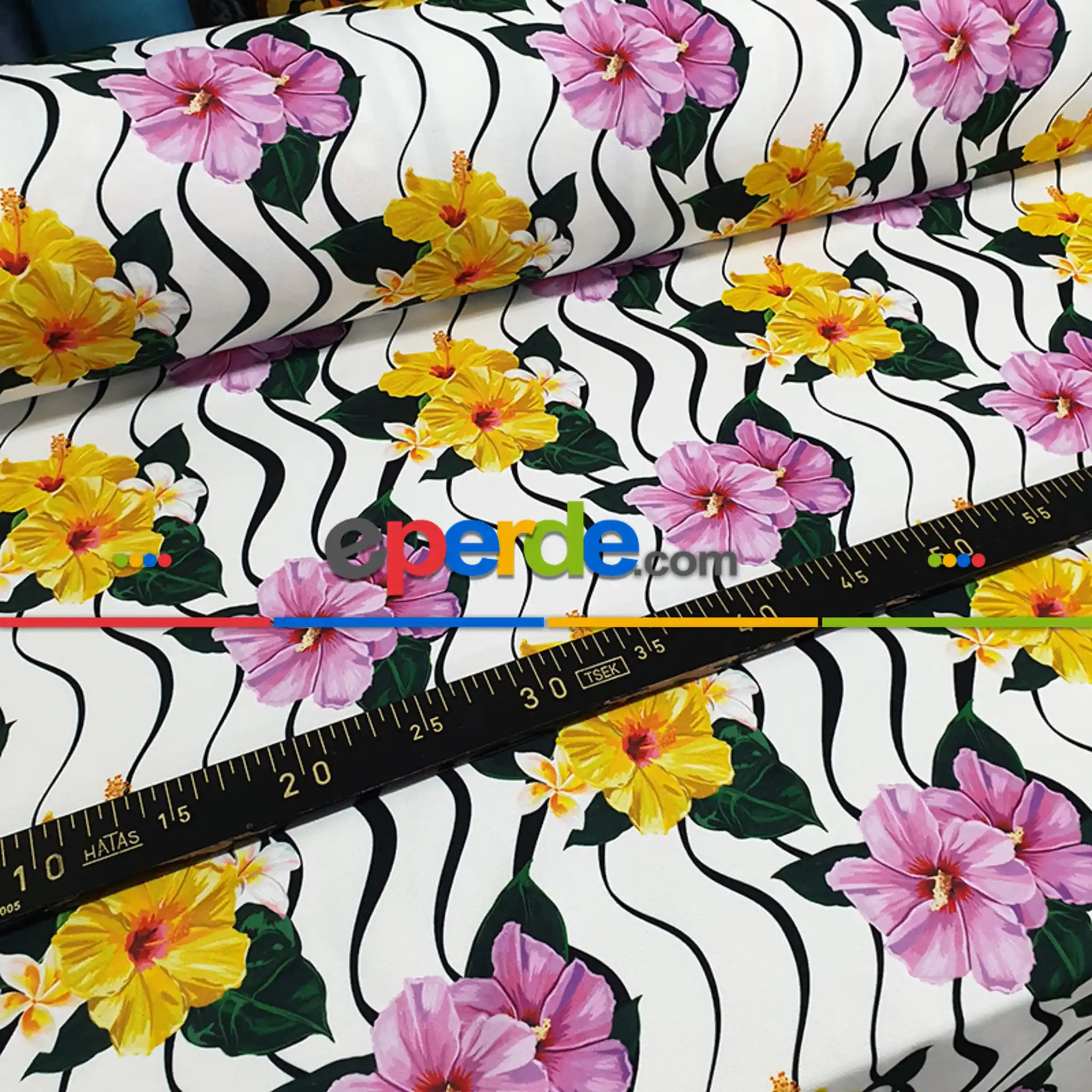 Çiçek Desenli Fon Perde Evm325 - Kumaşı Kalındır Duck Bezi Değildir.- Siyah-Sarı-Beyaz-Mor-Lila-Çok Renkli