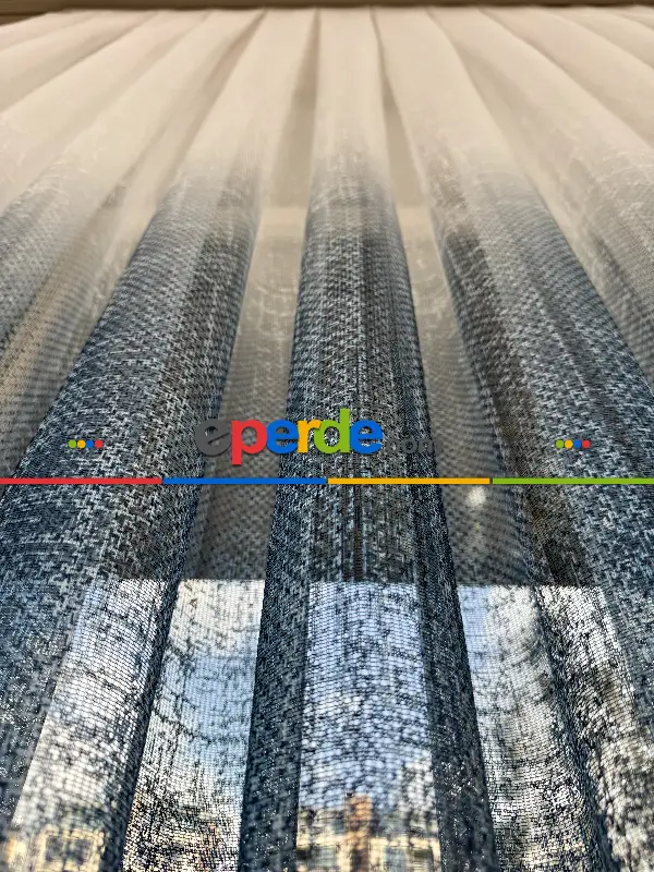 Salon - Mavi Degrade Geçişli Tül Perde, Fransız Örme Tül