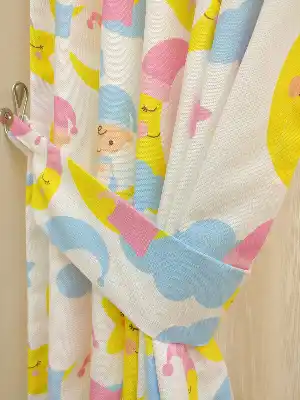 Kız & Erkek Bebek Odası Ay Bulutlu Uykucular Fon Perde( Kalın Pamuklu Kumaş)- Pembe Açık-pembe Koyu