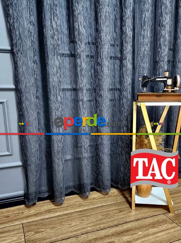 Yağmur Sade Düz Antrasit Gri Renkli Ütü İstemez Tül Perde