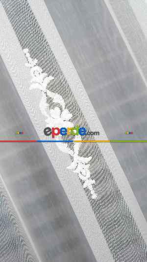 Brillant Ayna Desen Beyaz İşlemeli Tül Perde