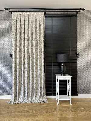 Bej Açık Kahve Desenli Jakar Fon Perde (285 En)- Kahve Açık